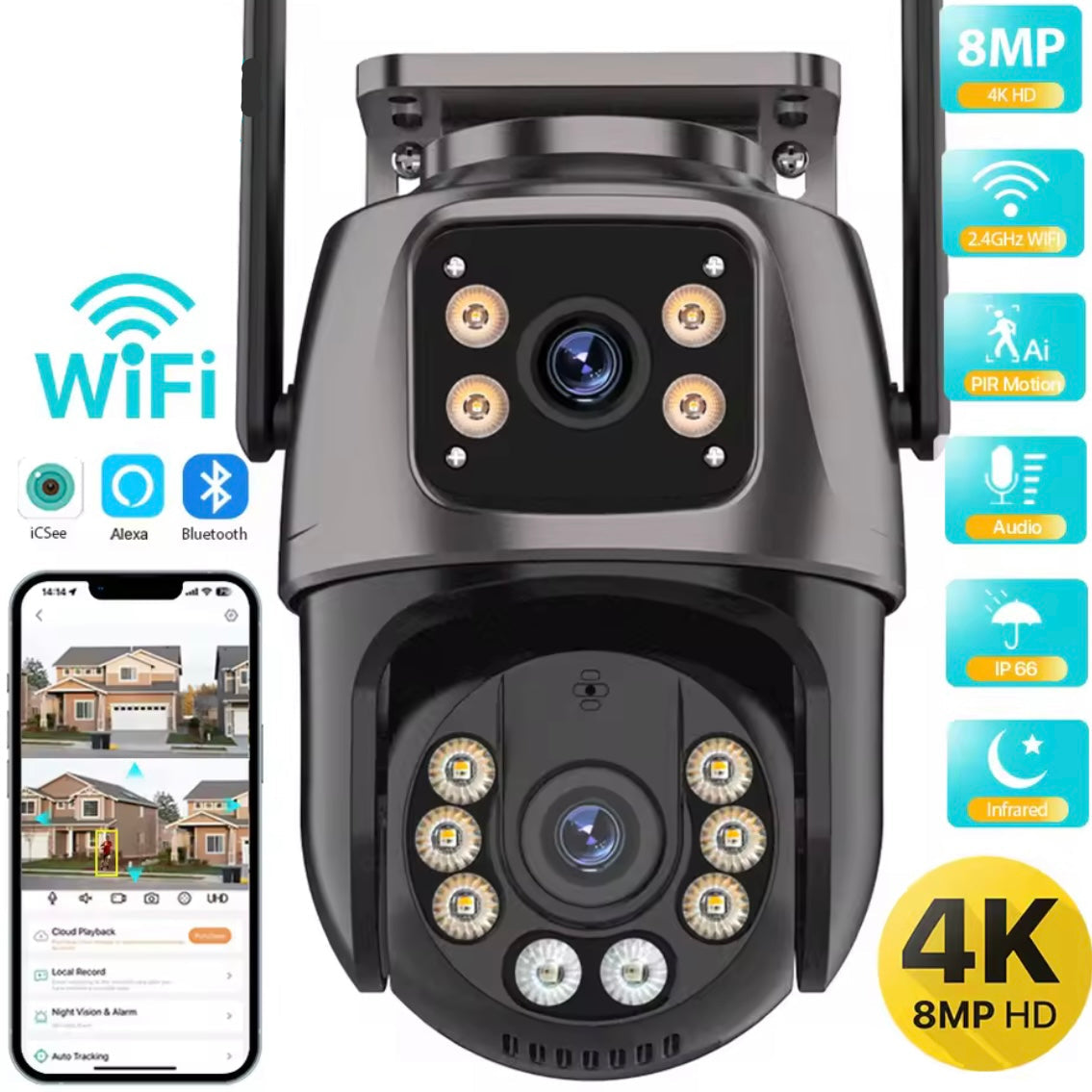 4K Wifi Outdoor Dual Kamera